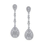 Vintage Teardrop Chandelier Clip-On Earrings in Silver