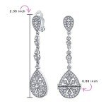 Vintage Teardrop Chandelier Clip-On Earrings in Silver
