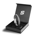 Silver Leather Braided Bracelet for Men