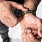 Silver Leather Braided Bracelet for Men