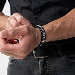 Silver Leather Braided Bracelet for Men