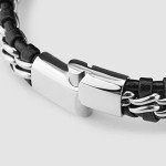 Silver Leather Braided Bracelet for Men