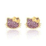 Hello Kitty Pink Glitter Stud Earrings for Women