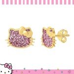Hello Kitty Pink Glitter Stud Earrings for Women