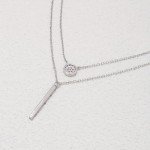 14K Gold Plated Layered Necklace with Bar Charm