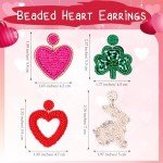 Valentine's Day Heart Hoop Beaded Drop Earrings
