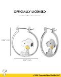 Snoopy and Woodstock Silver Hoop Earrings for Women
