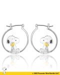 Snoopy and Woodstock Silver Hoop Earrings for Women