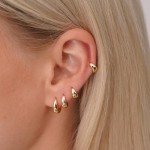 Gold Hoop Earrings Set: 4 Pairs for Women