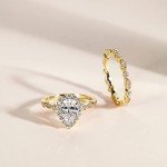 Teardrop CZ Sterling Silver Bridal Ring Set