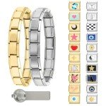 Italian Charm Bracelet Set with Assorted Charms