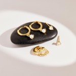14K Gold Huggie Hoop Earrings Set for Women