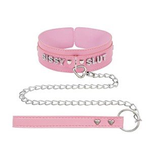 Pink Fluffy Punk Leather Choker Necklace for Women