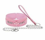 Pink Fluffy Punk Leather Choker Necklace for Women