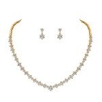 Gold Plated CZ Bridal Necklace and Earring Set