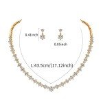 Gold Plated CZ Bridal Necklace and Earring Set