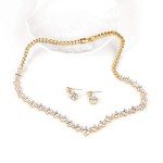 Gold Plated CZ Bridal Necklace and Earring Set