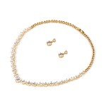 Gold Plated CZ Bridal Necklace and Earring Set