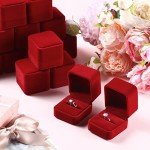48 Velvet Ring Boxes for Jewelry Display - Wine Red