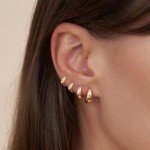 Gold Hoop Earrings Set: 4 Pairs for Women