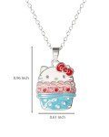 Hello Kitty Silver Cupcake Pendant Necklace for Women