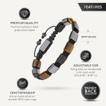 Men's Triple Protection Stone Bracelet - Tiger Eye, Obsidian, Hematite