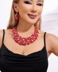 Chunky Crystal Collar Necklace and Earring Set