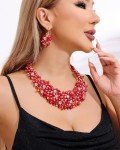 Chunky Crystal Collar Necklace and Earring Set