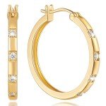 14K Gold Hoop Earrings with Cubic Zirconia
