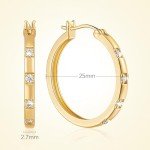 14K Gold Hoop Earrings with Cubic Zirconia