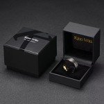 Men's 8mm Black Tungsten Wedding Ring with Gold Groove