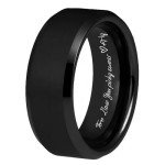 Personalized Black Tungsten Men's Engraved Wedding Band