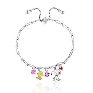 Snoopy Adjustable Silver Lariat Charm Bracelet