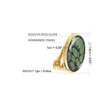 Small Round Clip-On Earrings - Green & Gold