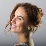 Small Round Clip-On Earrings - Green & Gold