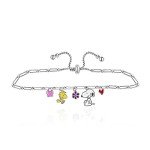 Snoopy Adjustable Silver Lariat Charm Bracelet