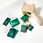 Small Round Clip-On Earrings - Green & Gold