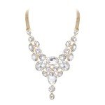 Gold-Tone Art Deco Chunky Rhinestone Bib Necklace