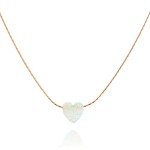 Rose Gold Opal Heart Choker Necklace for Women