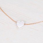 Rose Gold Opal Heart Choker Necklace for Women