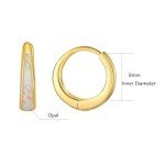 Trendy 14k Gold Plated Opal Hoop Earrings