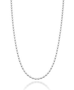 Miabella 925 Sterling Silver Oval Bead Necklace