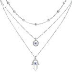 Sterling Silver Triple Layered Evil Eye Necklace