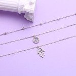 Sterling Silver Triple Layered Evil Eye Necklace