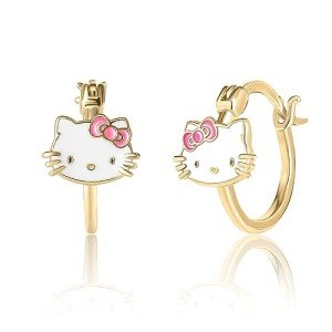 Hello Kitty Women's Flash-Plated Hoop Earrings