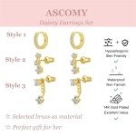 14K Gold Plated Hoop & Stud Earrings Set