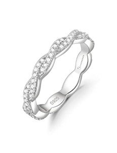 Moissanite Twisted Vine Silver Wedding Band Size 7