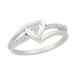 Sterling Silver Round Diamond Fashion Ring, Size 7.5