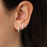 Sterling Silver Hoop Earrings Set for Women