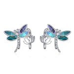 Sterling Silver Dragonfly Ear Cuffs with Abalone